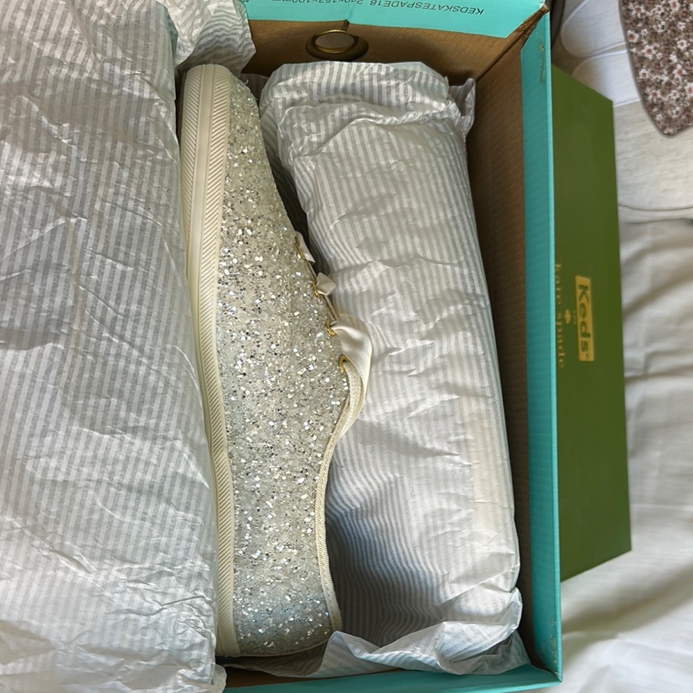 Keds Silver Sneakers with Textured Canvas Design